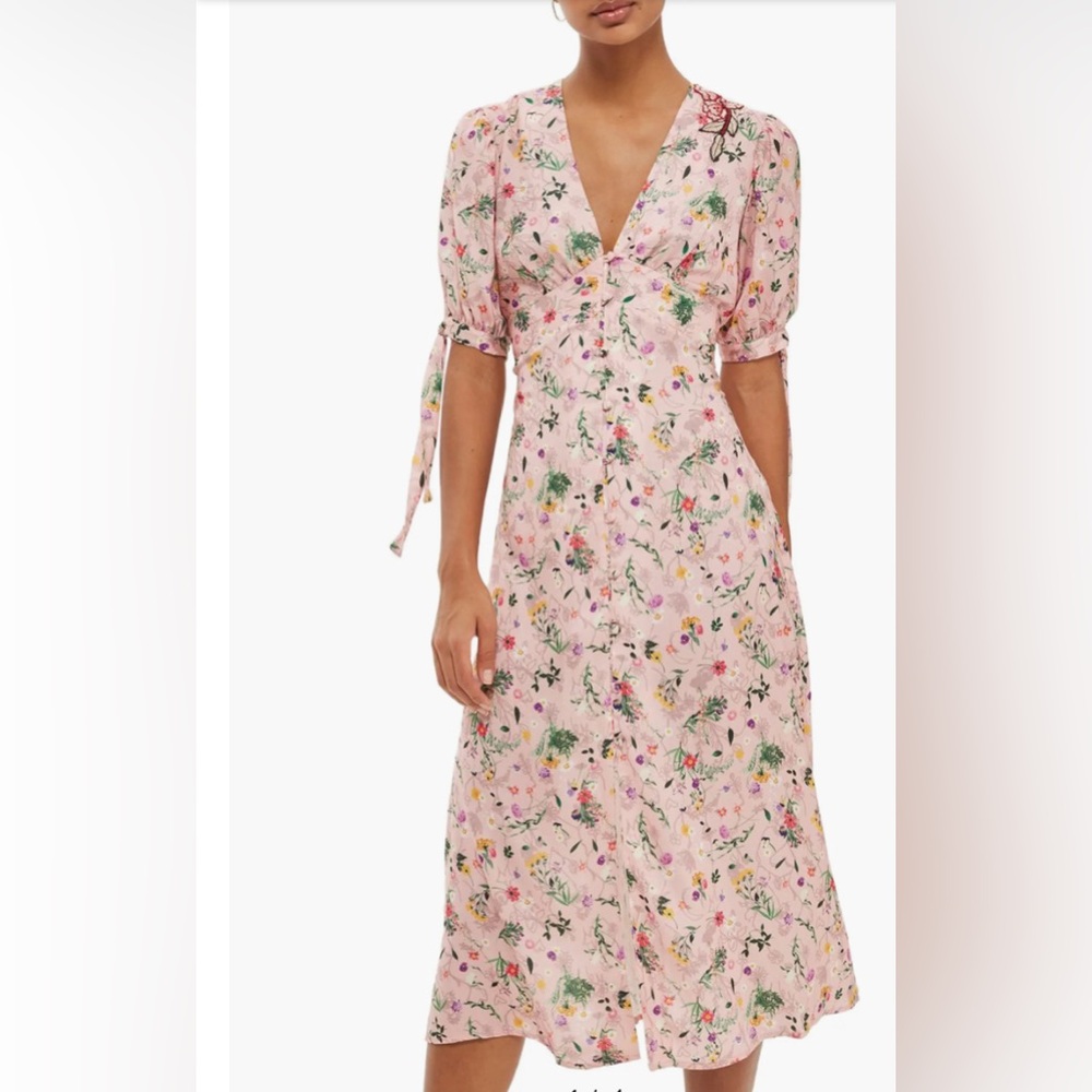Floral Appliqué Print Midi Dress